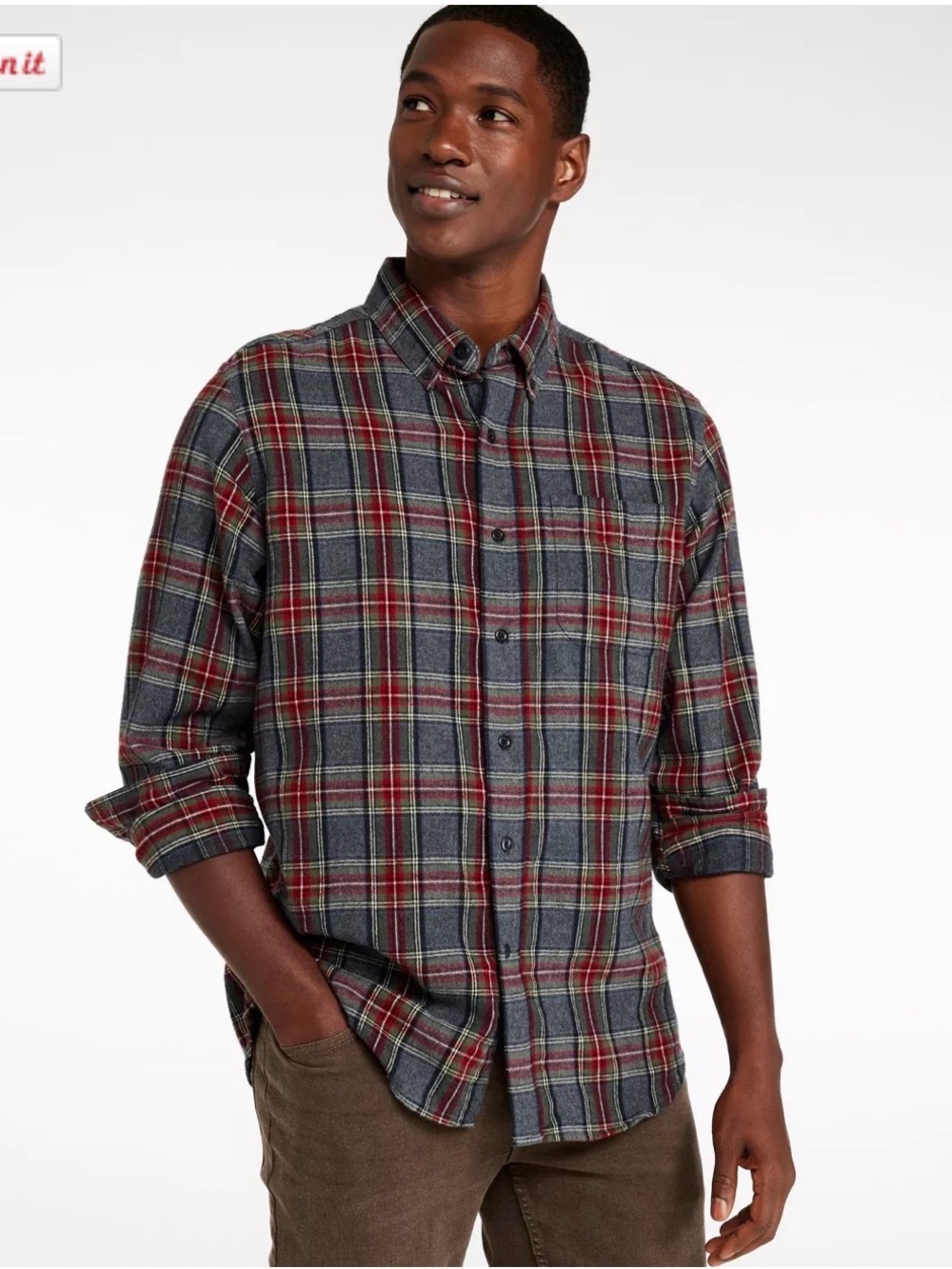 L.L.Bean Men’s Large Scotch Plaid Flannel Shirt